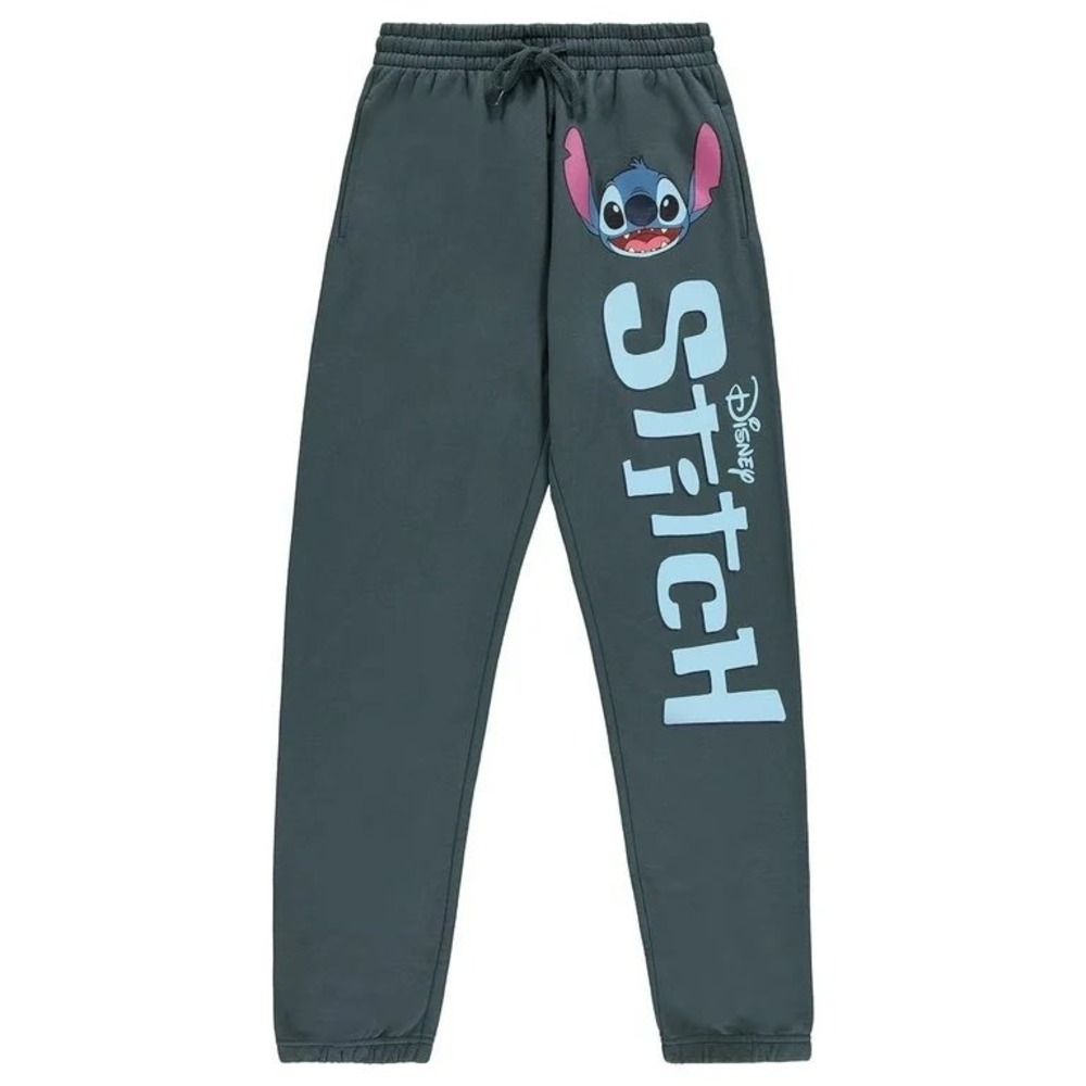Disney Lilo & Stitch Joggers Gray Graphic Sweatpants Women‎ Large Fleece Lined